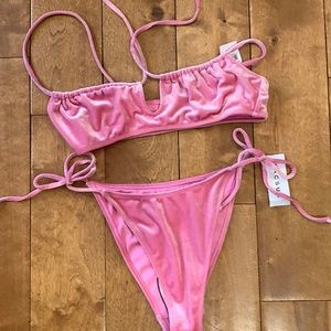 PacSun Pink Two-Piece Velvet Bikini Set